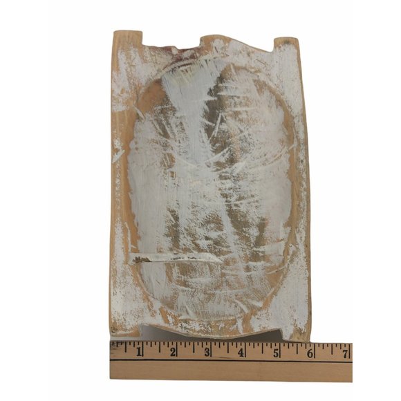 Wood Dough Bowl Small w/Handles White Wash 10x6x2 - Picture 5 of 10